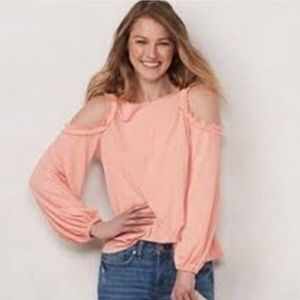 Lauren Conrad Blush Pink Cold Shoulder Blouse